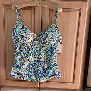 Anne Cole Tankini top sz XL ditsy print nwt